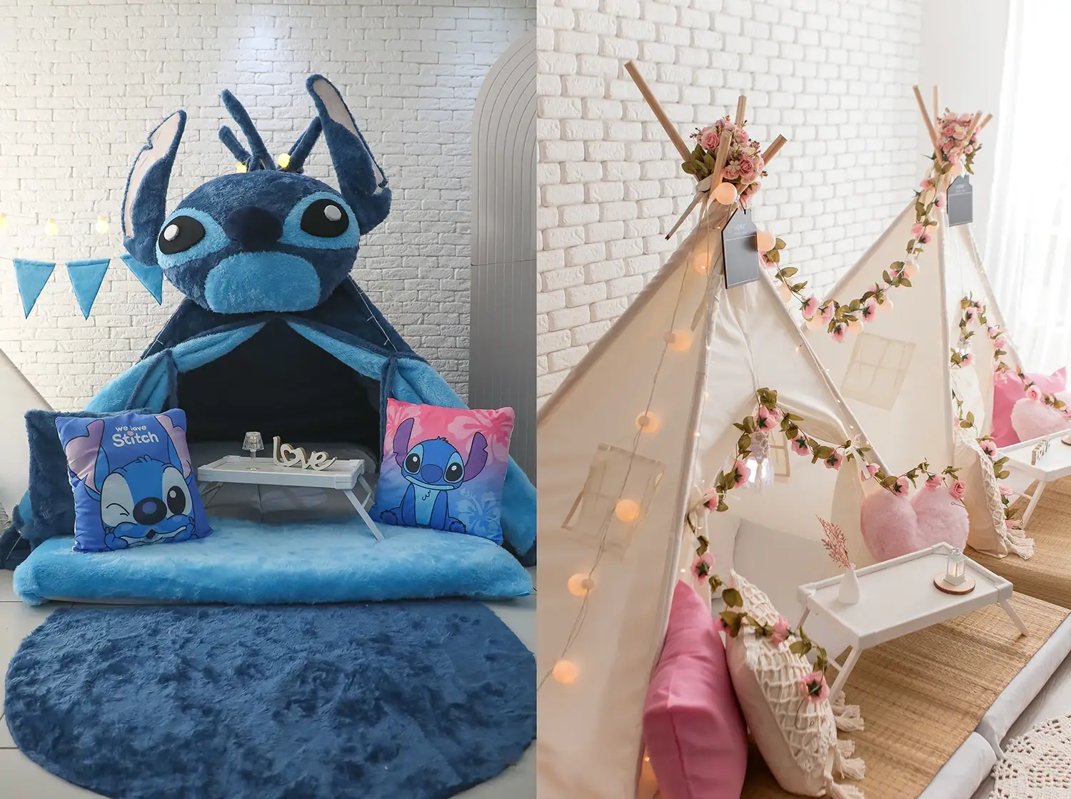 Tema Stitch e Coração na festa do pijama da Mãe Me Quer