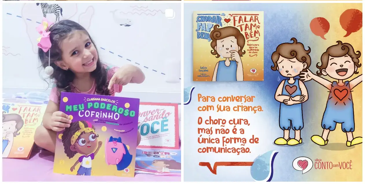 Livro de educação financeira e comunicação infantil da Coleção Conto com Você - Just Real Moms