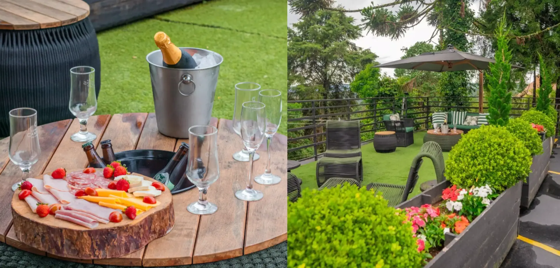 Aperitivos e degustação na area externa do Hotel Boutique em Campos do Jordão - Just Real Moms