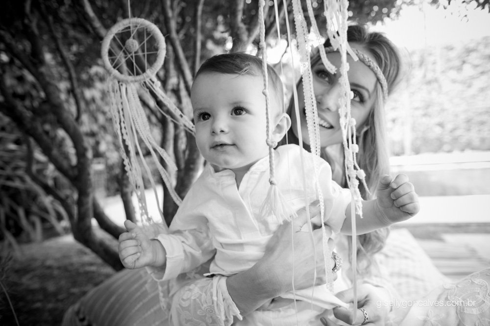 Mãe e filho – Festa Infantil de 1 ano, Tema Hippie