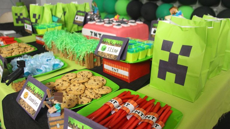 Festa com o tema Minecraft