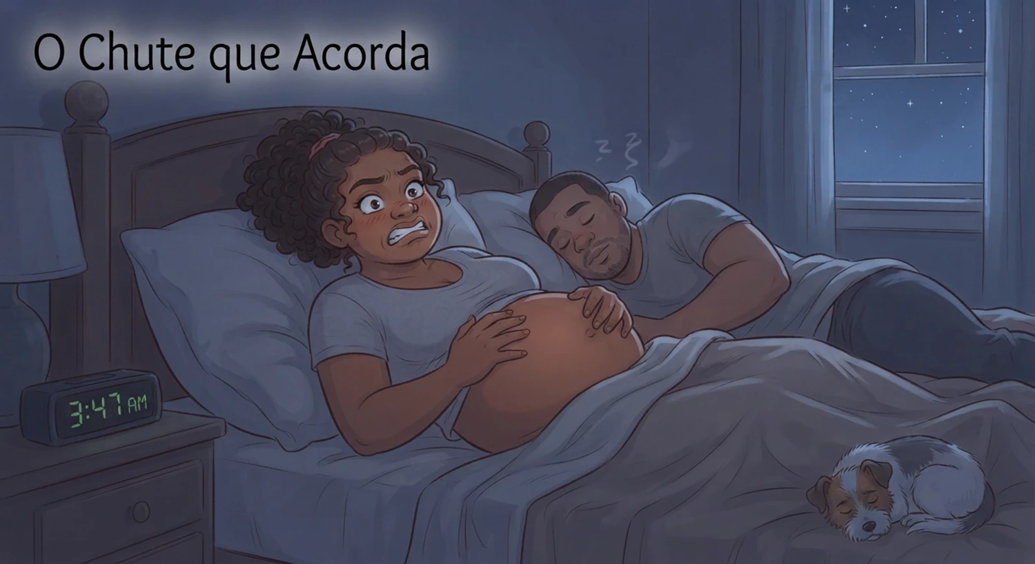 chute que acorda a noite em ilustrações divertidas durante os momentos da gravidez