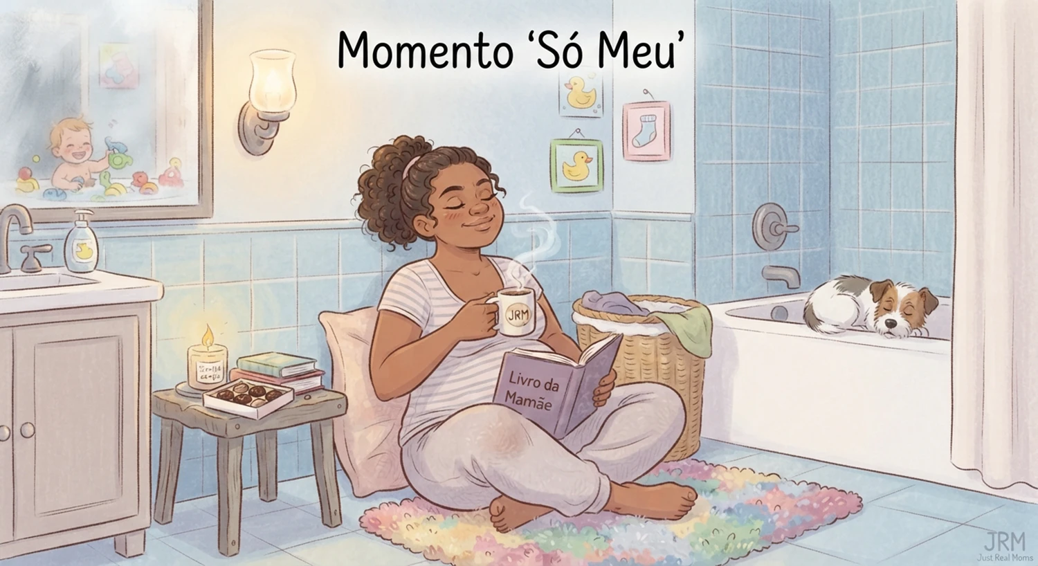 Momento Só Meu em ilustrações divertidas durante os momentos da maternidade real