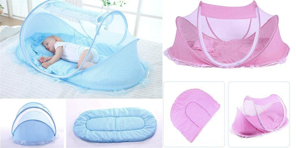 Berço Portátil Mosquiteiro Acolchoado Piquenique com Crianças Just Real Moms