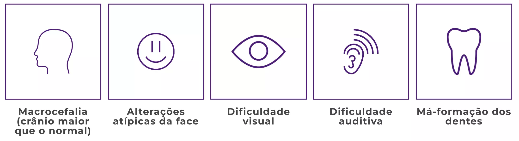 Lista de 5 sintomas de Mucopolissacaridoses (MPS) com pequeno ícone de ilustração - Just Real Moms