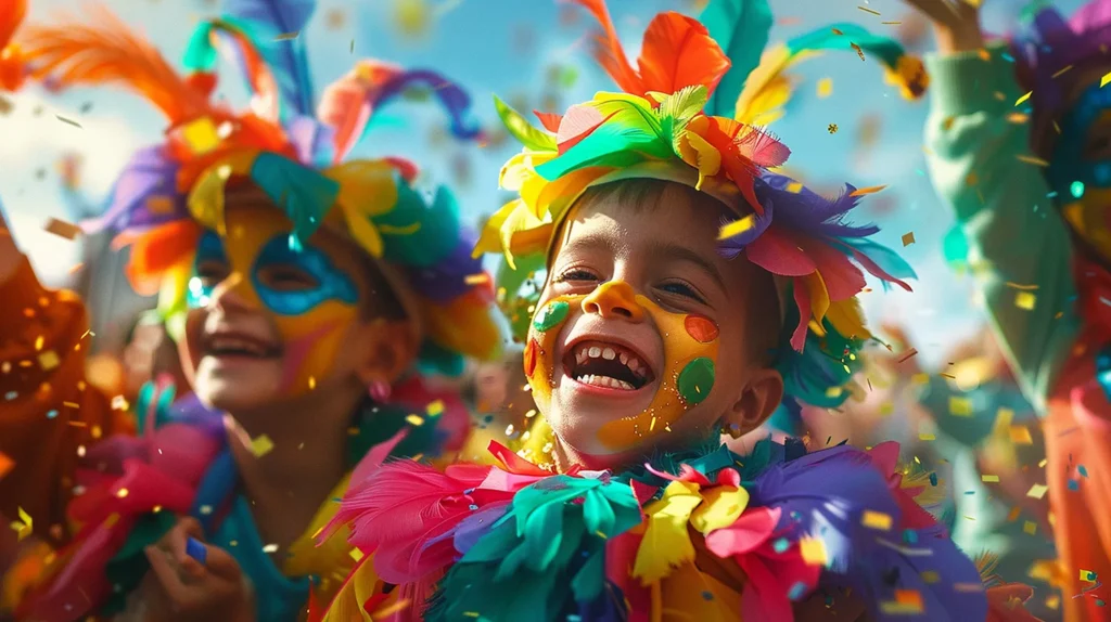 menino e menina fantasiados para o Carnaval