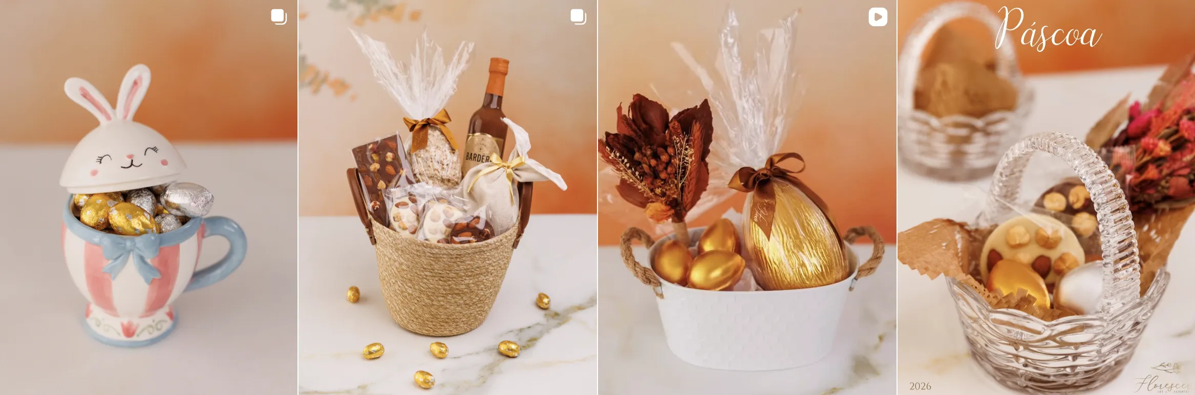 Cestas de Páscoa 2026 da Florescer Art Presentes