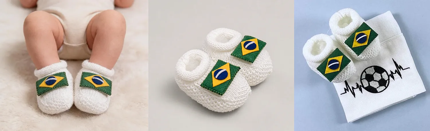 Laleblu - Sapatinho Brasil Tricot Branco