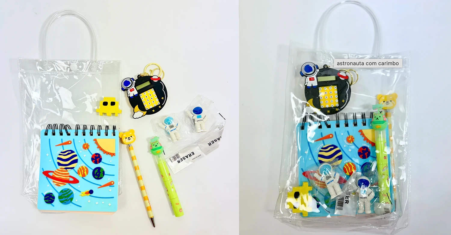 Kit papelaria astronauta da Brincando Juntos