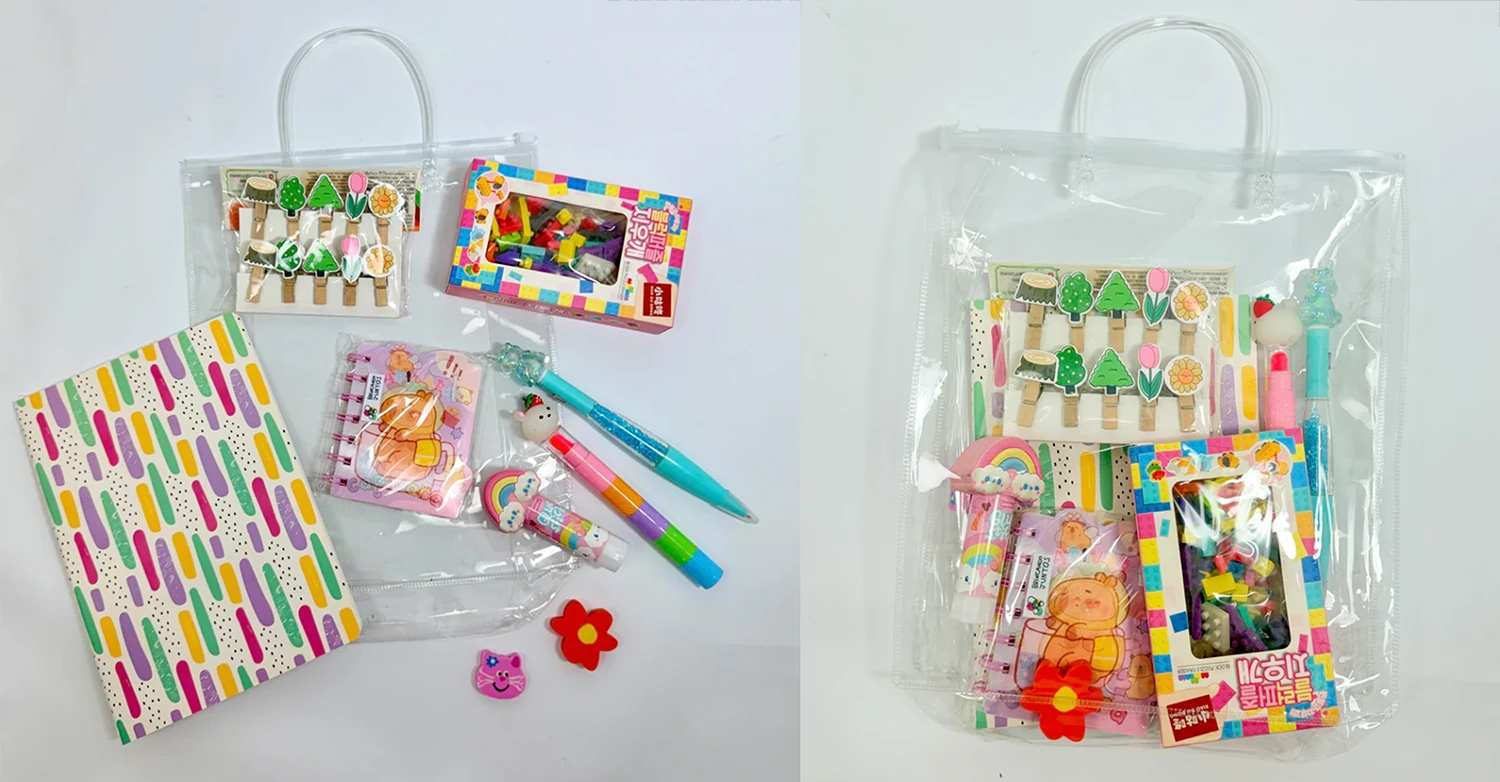 Kit papelaria listrado da Brincando Juntos
