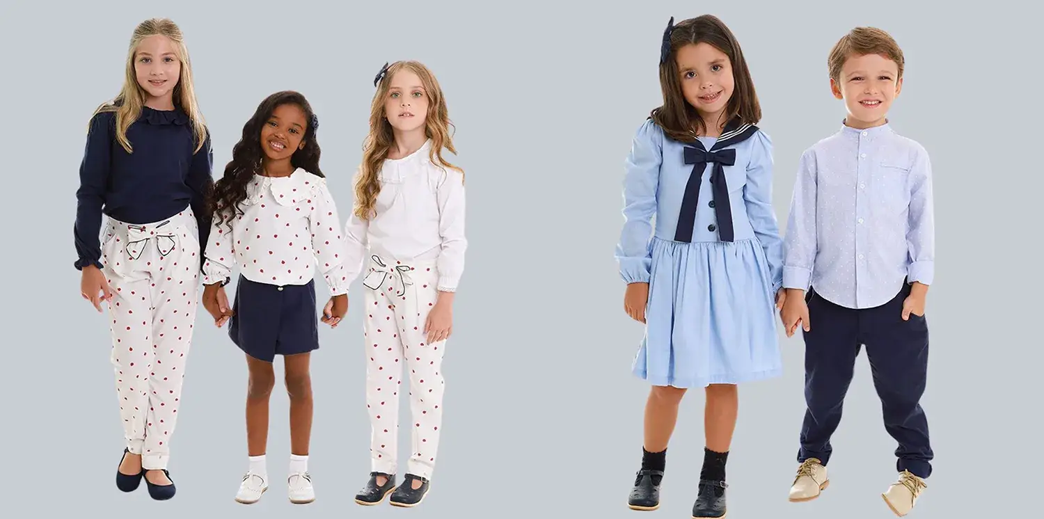 5 crianças em campanha da Mercato Petit, marca de roupa infantil estilo europeu