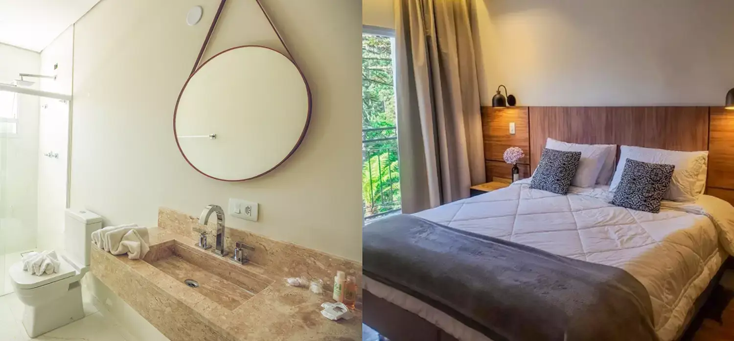 Quarto de casal do Hotel Boutique em Campos do Jordão - Just Real Moms