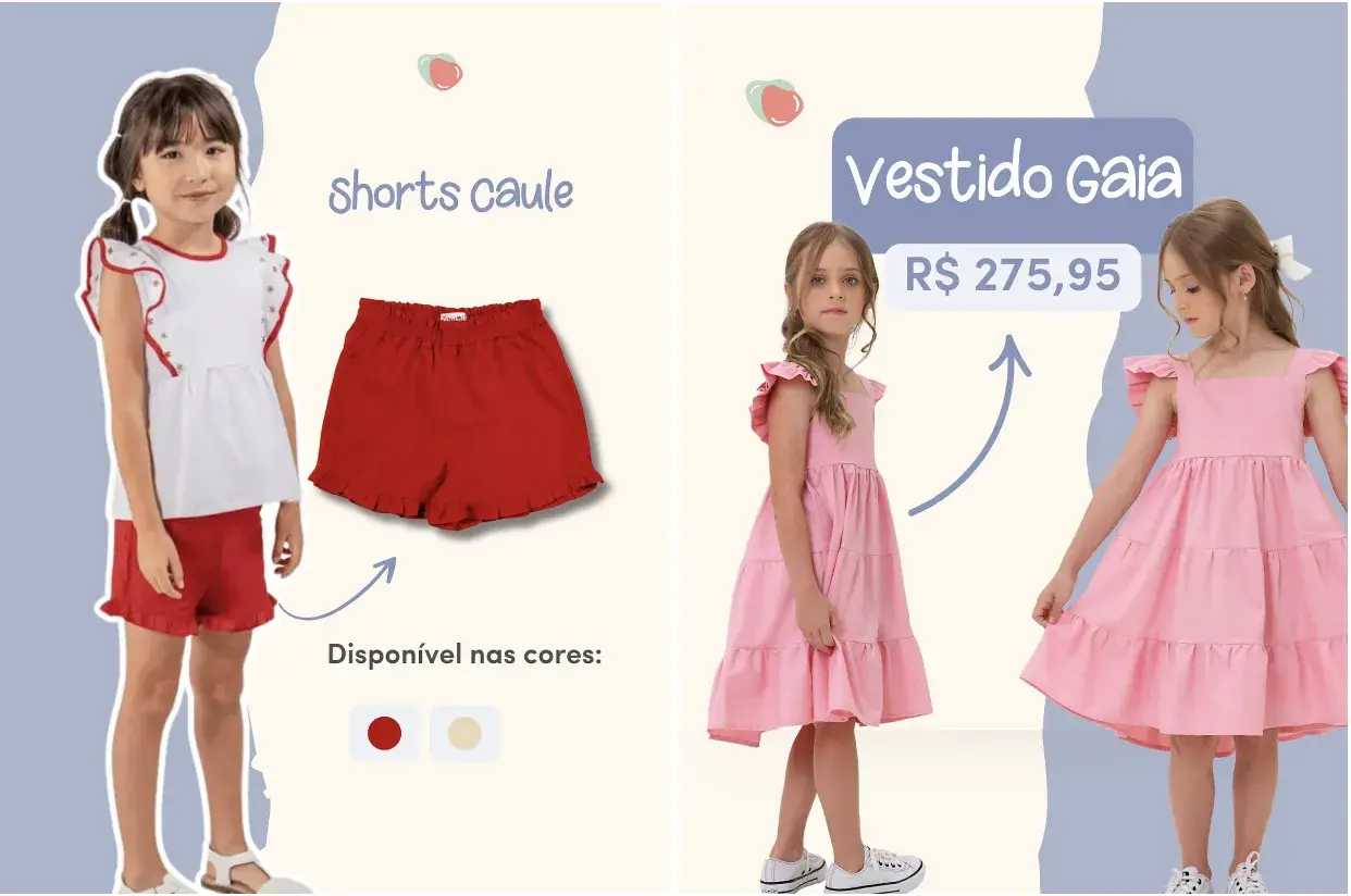 Vestidos e shorts da Caca e Lili