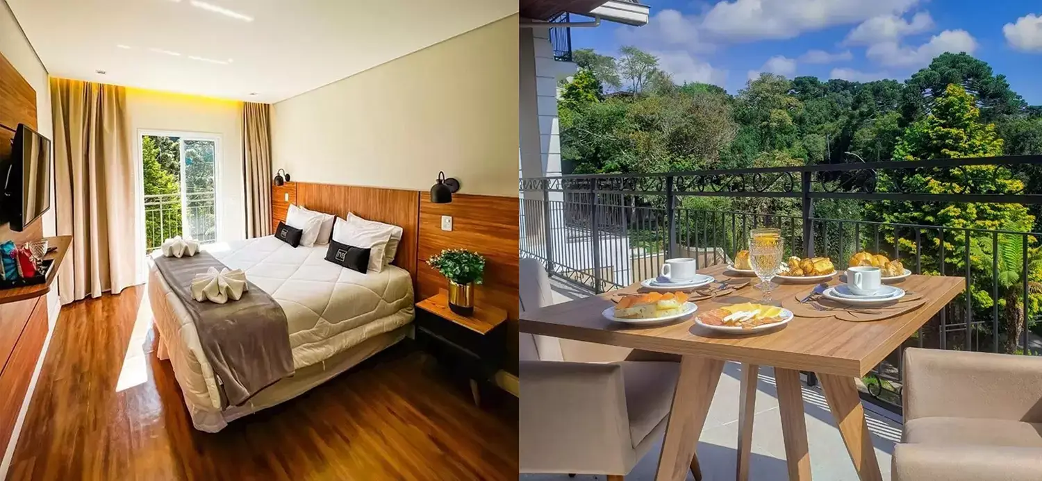 Suite e terraço do Hotel Boutique em Campos do Jordão - Just Real Moms