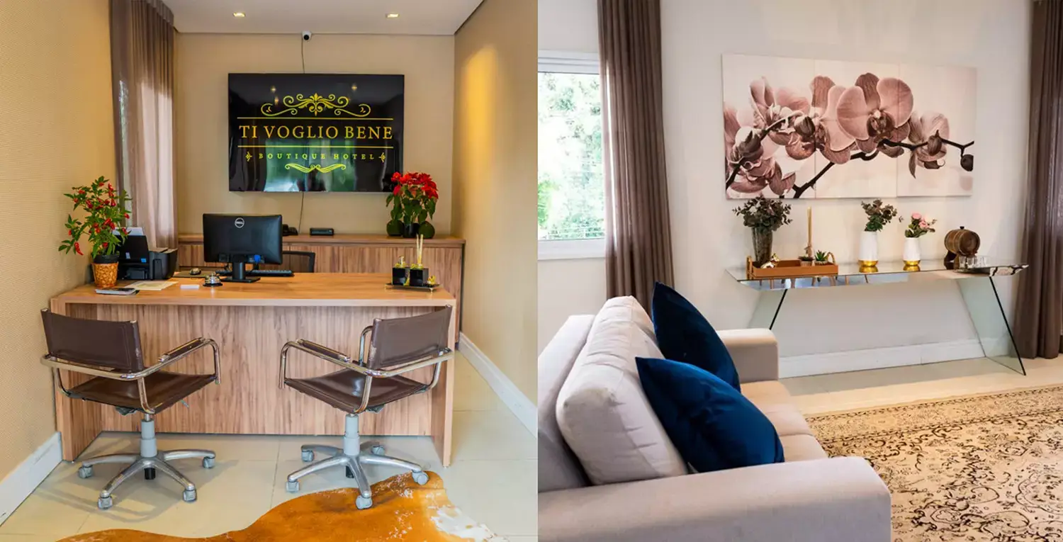 Recepção e lobby do Hotel Boutique em Campos do Jordão - Just Real Moms